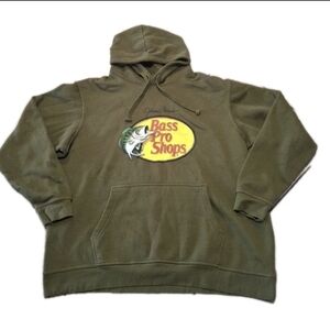 Bass Pro Shop Hoodie Mens Size XL Olive Green Logo Pint Outdoor Pullover Hoodie